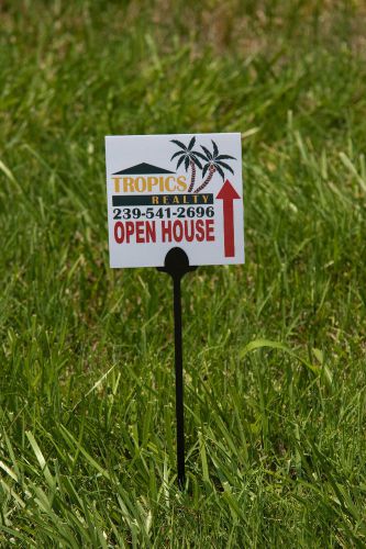 100 Printed Landscape Pesticide Signs Open House Signs with Plastic Step Stakes