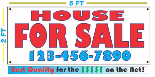 HOUSE FOR SALE w/ Phone Banner Sign Custom Phone # Number NEW LARGER SIZE