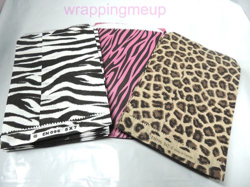 300 5x7 Hot Pink Zebra, Leopard, Zebra Striped Bags,Wholesale Animal Paper Bags