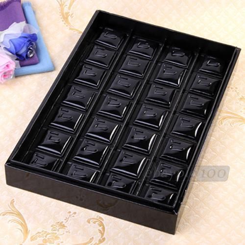 Ring Jewelry Black Paper Leather Display Tray Box Case Showcase 14x9x2&#034;