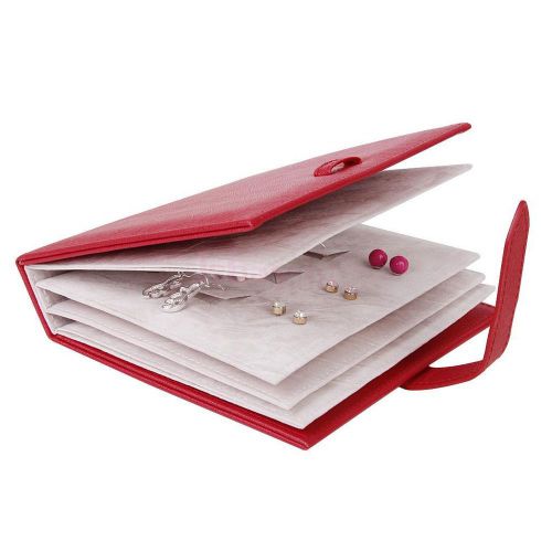 Portable leather &amp; velvet book earring ear studs jewelry display holder stand for sale