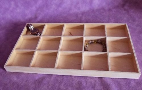 15 IN 1 NATURAL WOOD JEWELRY DISPLAY TRAY