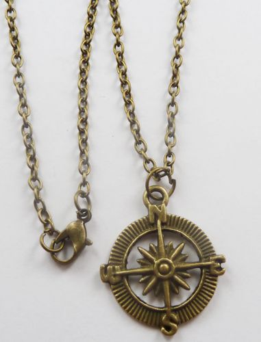 Lots of 10pcs bronze plated compass Costume Necklaces pendant 630mm