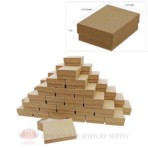 50 Brown Kraft Cotton Filled Jewelry Gift Boxes 3 1/4&#034; X 2 1/4&#034; Bracelet Box