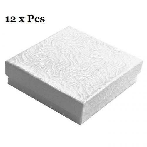 LOT OF 12 WHITE COTTON FILLED BOXES JEWELRY GIFT BOXES BRACELET BANGLE BOXES