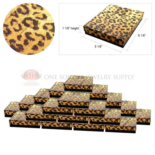 25 Leopard Print Gift Jewelry Cotton Filled Boxes 6 1/8&#034; x 5 1/8&#034; x 1 1/8&#034;