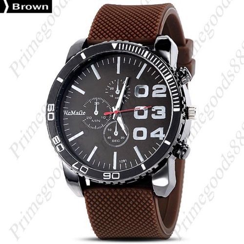 Big numbers rubber band quartz analog men&#039;s wristwatch free shipping brown for sale