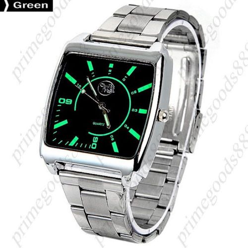 Unisex Stainless Steel Wrist Quartz with Square in Green Free Shipping