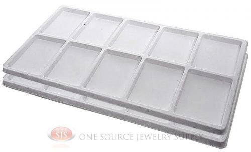 2 White Insert Tray Liners W/ 10 Compartments Drawer Organizer Jewelry Displays