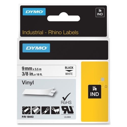 DYM18443 Label, Vinyl, Industrial, 3/8&#034;x18&#039;, White
