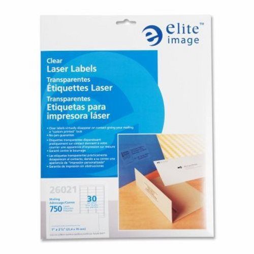 Elite Image Laser Labels, Address, 1&#034;x2-3/4&#034;, 750/PK, Clear (ELI26021)
