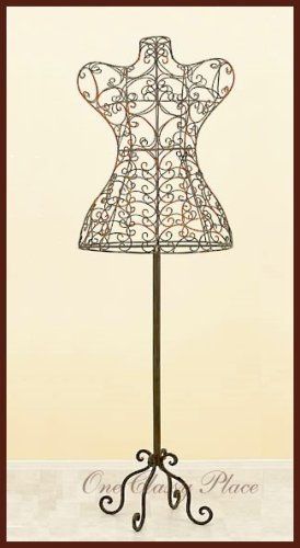 NEW Scrolled Wrought Iron Dress Body Form Stand, Tall Sturdy Metal 60&#034; Mannequin