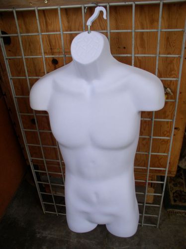White Male Man Mannequin Manikin Dress Form Torso Thighs Dual Hook Plastic New