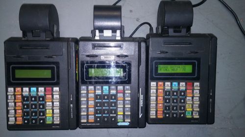 Lot of 3 HYPERCOM T7P CREDIT CARD MACHINE READER SYSTEM + 1 POWER SUPPLY