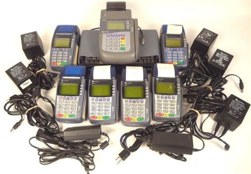 Lot of 7 as-is verifone omni 3750 3300 credit card terminal machine w/power cord for sale
