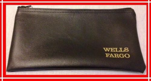 NEW Wells Fargo Bank Money Deposit Bag w/ Zipper Black 10.5&#034; x 6&#034; Bank Coins NEW