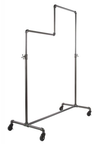 Retail quality distinctive pipe line double tier rolling garment clothing rack for sale