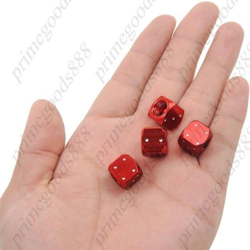 4 x car dice aluminum alloy cover tire cap valve stem caps free shipping red for sale