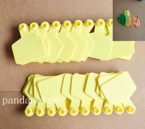 Yellow 75*60mm Sheep Goat Hog Beef Cow Ear Blank Tag Lable 40sets New
