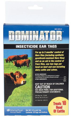 Dominator  insecticide fly tags 20ct/pkg cattle cows **special offer** for sale