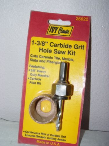 Ivy Classic 1 3/8&#034; Carbide Grit Hole Saw KIT NEW 26622 USA 1&#034; Cutting Depth