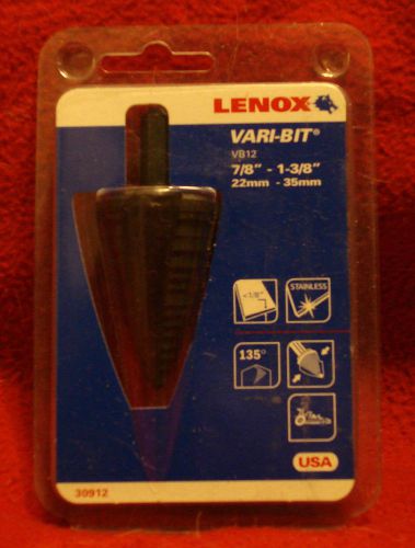 Lenox Veri-Bit VB12 Step Drill Bit 7/8-1 3/8&#034; Cobra USA MADE Cobrabit