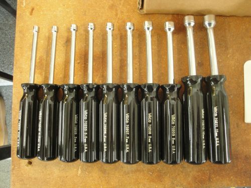 Klein 70200 10-Piece Metric Nut-Driver Set with Stand - 3&#034;-Shanks *Excellent*