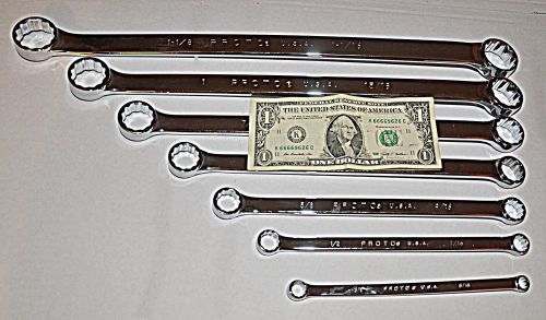 Proto professional box end wrench set, sae 14 sizes 7 piece 5/16 to 1-1/8 inch for sale
