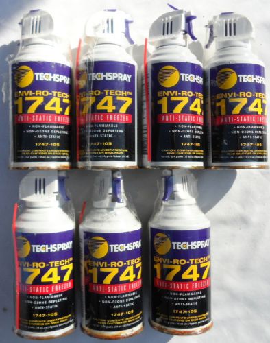 Lot 7 techspray 1747-10s can freeze spray anti static aerosol 10oz for sale