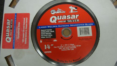 NEW Quasar Speed Kut Silver 14&#034; Cut Off Saw Blade