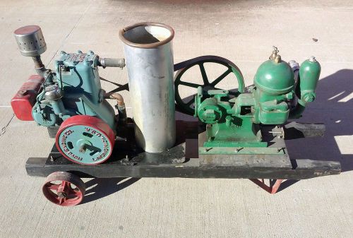 Nova upright engine and crane water pump hit and miss engine motor runs great for sale