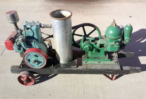 Nova upright engine and crane water pump hit and miss engine motor runs great