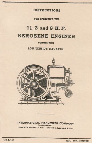 International IH M 1.5 3 6 hp Low Tension Gas Engine Motor Book Manual Hit Miss