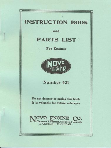 Instructions and Parts List for Novo Engines. Number 421 Vertical 1 1/2 to 15