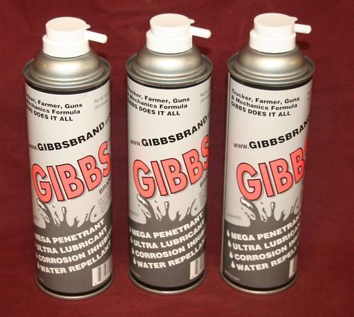 3 Gibbs Brand Lubricant Gun Oil Cleaner Penetrating Oil