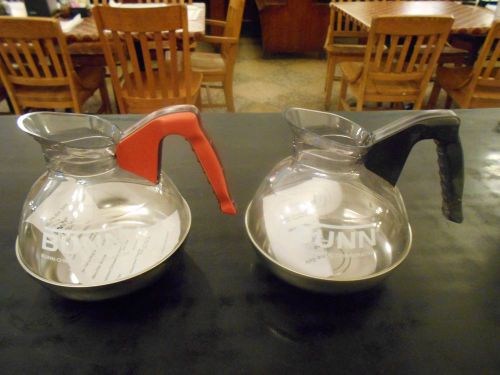 LOT (2) RESTAURANT BUNN EASY POUR DECANTERS FOR COFFEE REG. &amp; DECAF.