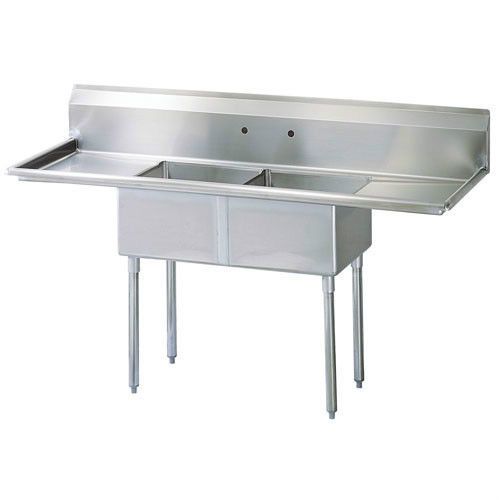 PATRIOT 2 COMPARTMENT S/S SINK W/(2) 24&#034; DRAINBOARDS