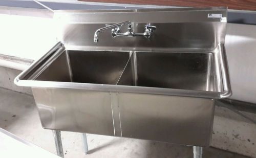 Used John Boos (2) Compartment Stainless Steel Sink 18&#034;x 18&#034; x 12&#034;D