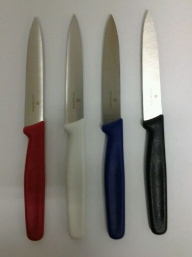 4 pc. victorinox  4&#034; paring steak knifes  blue, black, red, white for sale