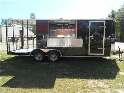 New 7x20 7 x 20 custom enclosed concession food vending bbq trailer w/ porch for sale