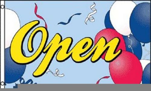 Open with balloons flag store advertising banner business pennant sign new 3x5 for sale