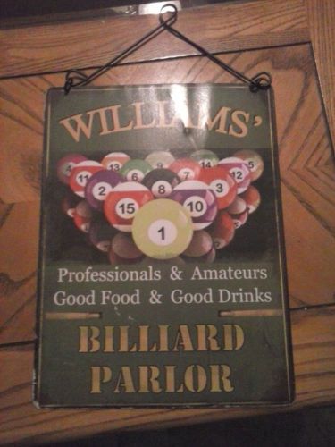 Williams billiard parlor good food good drinks decor amateurs restaurant sign