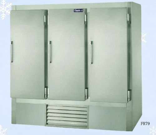 Leader 79&#034; commerical kitchen reach in freezer 3 stainless steel door fr79 for sale
