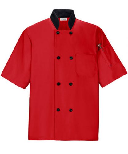 Chef Coat/Jacket -Red- Short Sleeve - NWT - 2XL Happy CHef