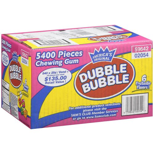 Dubble Bubble 5400pcs 6 Assorted Flavor Tab Gum vending ford chiclet candy 13lb+