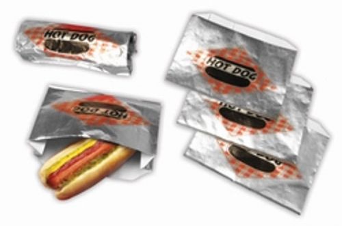Paragon 8058 Hot Dog Foil Bags Top Open Standard Size 1000 Count