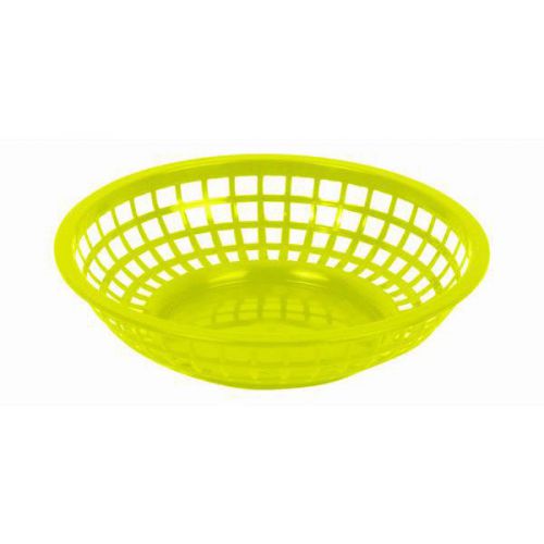 6 PC Fast Food Basket Baskets Tray 8&#034; Round YELLOW NEW