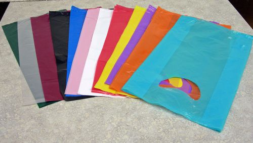 100 MIXED Plastic Merchandise Shopping Bags 7&#034;x3&#034;x12&#034;