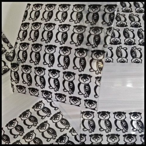 Mini ziplock baggies 125125 apple 100 black owl design print bags 1.25&#034; x 1.25&#034; for sale