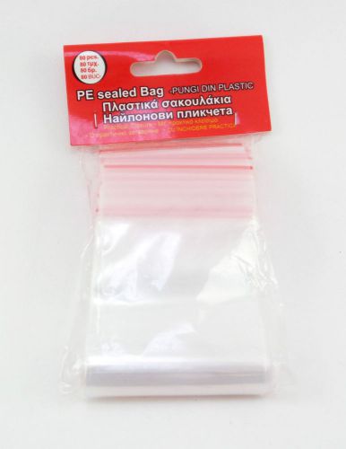 6 x 9 cm Clear Poly Plastic Grip Seal Bags-High Quality 80 pcs